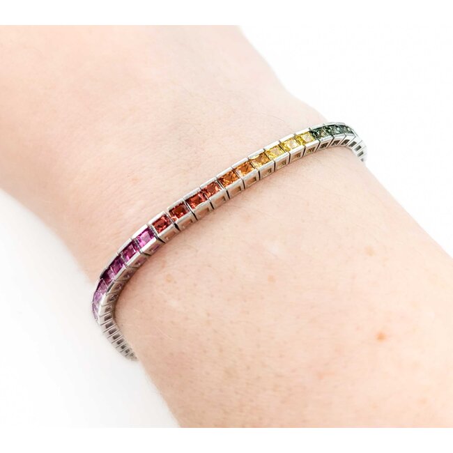 Bracelet 6.5ctw MultiColor Synthetic Sapphire 14kw 7" 3.2mm 124113250
