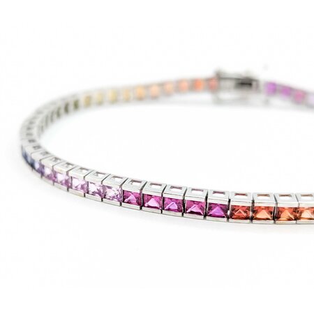 Bracelet 6.5ctw MultiColor Synthetic Sapphire 14kw 7" 3.2mm 124113250
