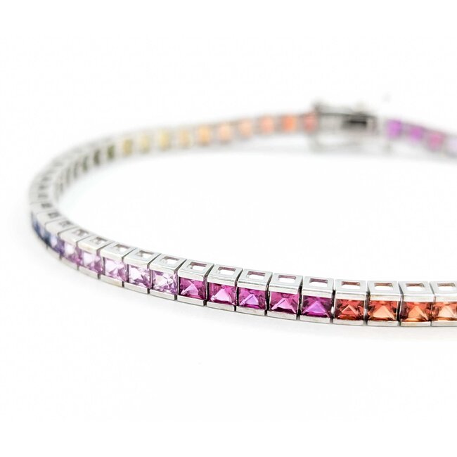 Bracelet 6.5ctw MultiColor Synthetic Sapphire 14kw 7" 3.2mm 124113250