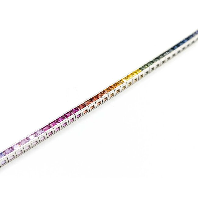 Bracelet 6.5ctw MultiColor Synthetic Sapphire 14kw 7" 3.2mm 124113250