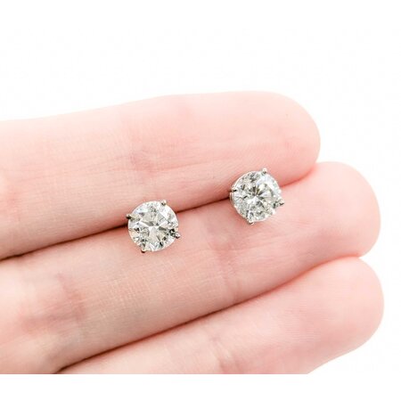 Earrings Stud 1.96ctw Round Diamonds Friction Back 6.2mm 14kw 224114005