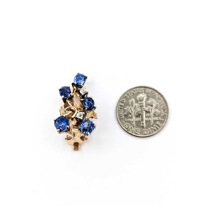 Earrings 5.00ctw Oval Sapphire Mid Century .20ctw White Sapphires 25x14mm 10ky 224114453