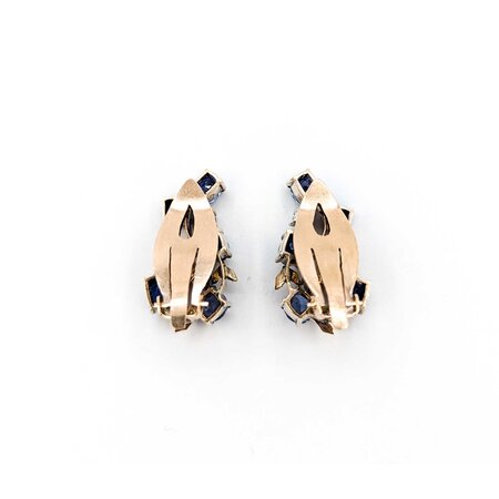 Earrings 5.00ctw Oval Sapphire Mid Century .20ctw White Sapphires 25x14mm 10ky 224114453