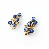  Earrings 5.00ctw Oval Sapphire Mid Century .20ctw White Sapphires 25x14mm 10ky 224114453