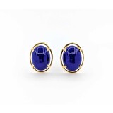  Earrings Stud Omega Back 16x12mm Cabochon Lapis .75x.55mm 14ky 224114157