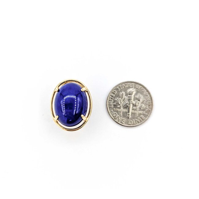 Earrings Stud Omega Back 16x12mm Cabochon Lapis .75x.55mm 14ky 224114157