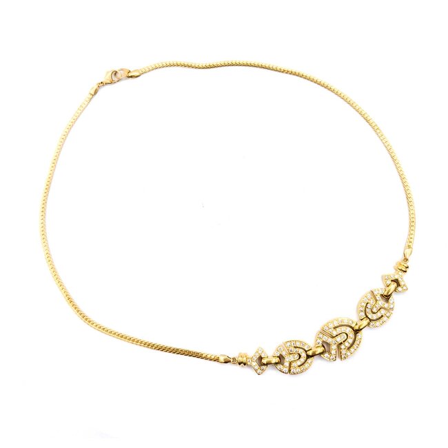 Necklace Diamond Fashion 1.56ctw Round Diamonds Choker 14ky 16.5" 2.4mm 124112002