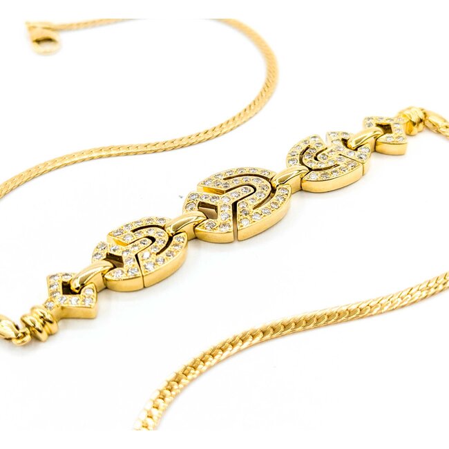 Necklace Diamond Fashion 1.56ctw Round Diamonds Choker 14ky 16.5" 2.4mm 124112002