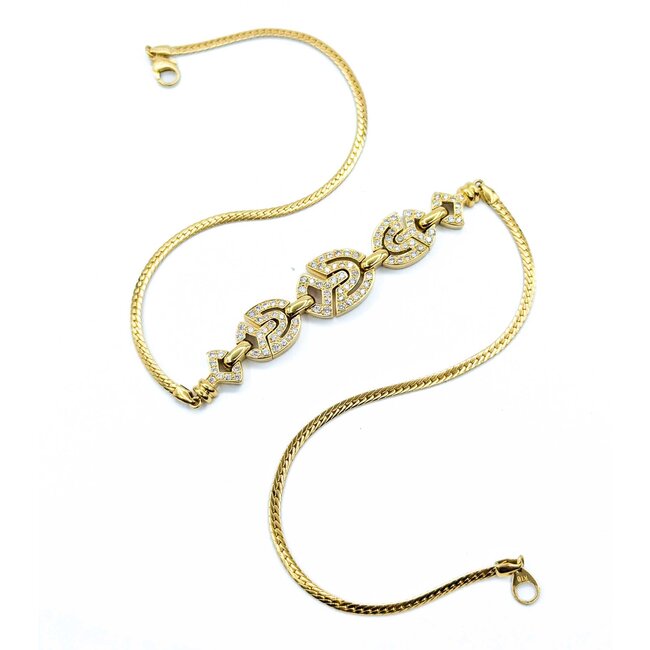 Necklace Diamond Fashion 1.56ctw Round Diamonds Choker 14ky 16.5" 2.4mm 124112002