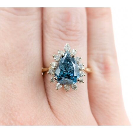Ring 2.76ct Pear Diamond Halo .52ctw Diamonds 14ky sz5.5 224110012