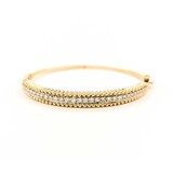  Bracelet Bangle .50ctw Round Diamond Beeded Trim 14ky 6.5" 6mm 224113004