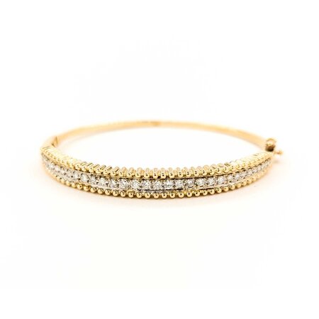 Bracelet Bangle .50ctw Round Diamond Beeded Trim 14ky 6.5" 6mm 224113004