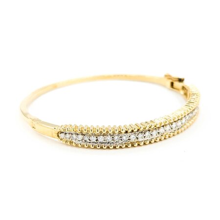 Bracelet Bangle .50ctw Round Diamond Beeded Trim 14ky 6.5" 6mm 224113004