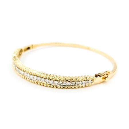 Bracelet Bangle .50ctw Round Diamond Beeded Trim 14ky 6.5" 6mm 224113004