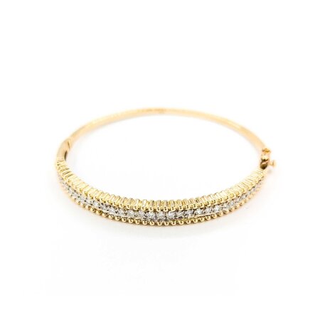 Bracelet Bangle .50ctw Round Diamond Beeded Trim 14ky 6.5" 6mm 224113004