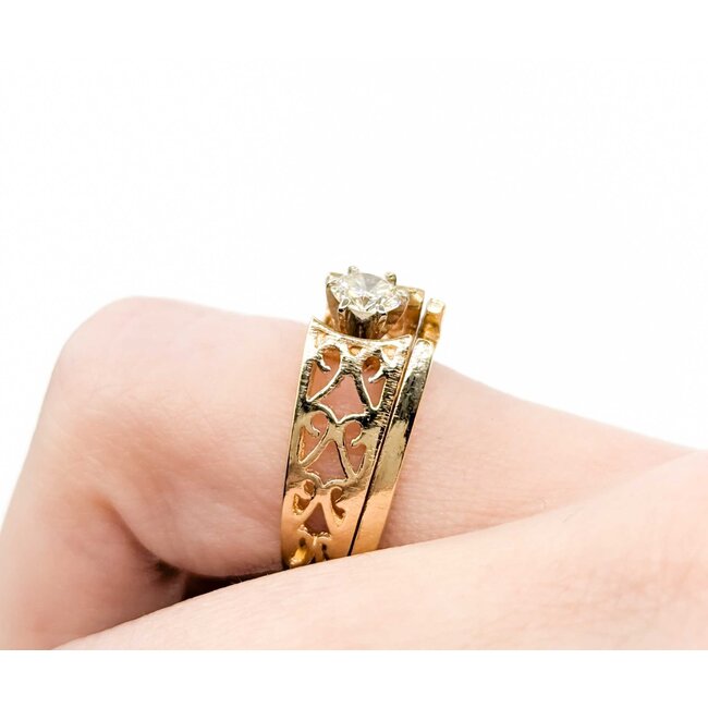 Ring Set Engagement Soldered .40ct Round Diamond 14ky sz6 224110305