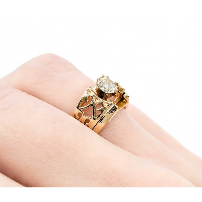 Ring Set Engagement Soldered .40ct Round Diamond 14ky sz6 224110305