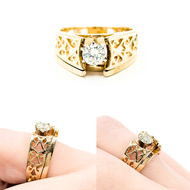 Ring Set Engagement Soldered .40ct Round Diamond 14ky sz6 224110305