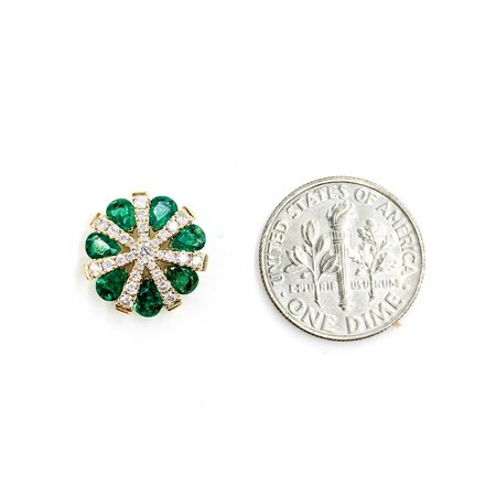 Earrings .54ctw Round Diamonds 2.00ctw Emerald 13x13mm 14ky 124114164