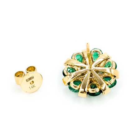 Earrings .54ctw Round Diamonds 2.00ctw Emerald 13x13mm 14ky 124114164