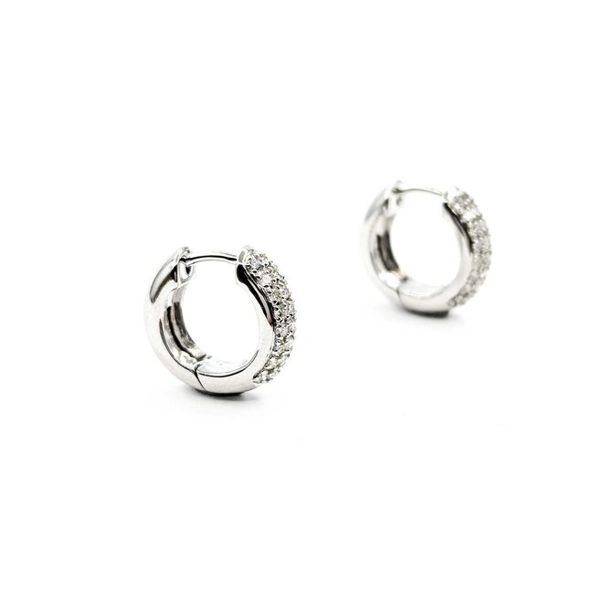 Earrings .50ctw Round Diamonds Huggie Hoop .55x.15"mm 14kw 124114007