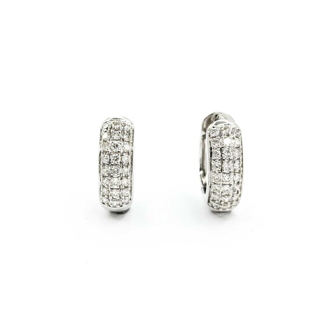 Earrings .50ctw Round Diamonds Huggie Hoop .55x.15"mm 14kw 124114007