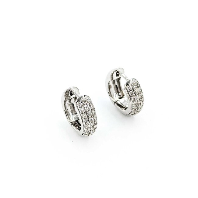Earrings .50ctw Round Diamonds Huggie Hoop .55x.15"mm 14kw 124114007