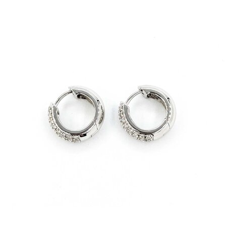 Earrings .50ctw Round Diamonds Huggie Hoop .55x.15"mm 14kw 124114007
