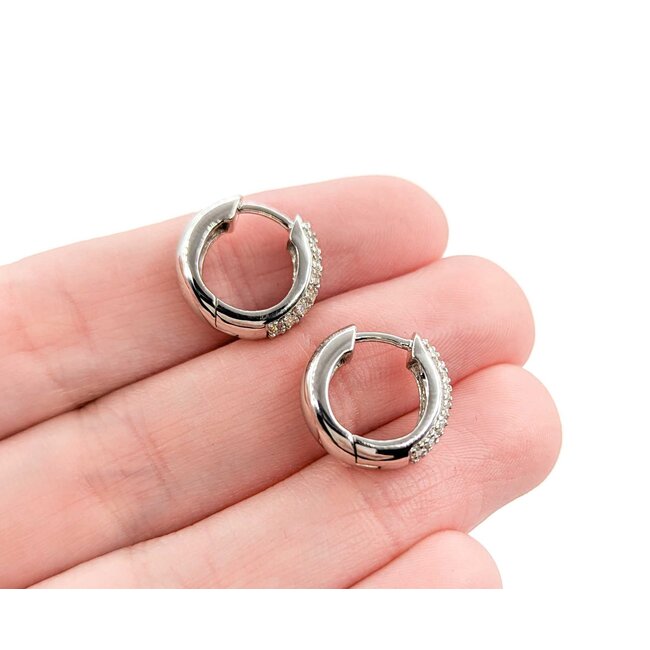 Earrings .50ctw Round Diamonds Huggie Hoop .55x.15"mm 14kw 124114007