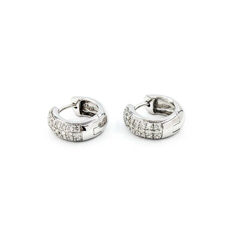 Earrings .50ctw Round Diamonds Huggie Hoop .55x.15"mm 14kw 124114007