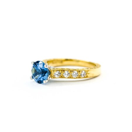 Ring Scott Kay .24ctw Round Diamonds 1.70ct Topaz 18ky/Platinum sz6.5 224110177