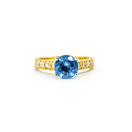 Ring Scott Kay .24ctw Round Diamonds 1.70ct Topaz 18ky/Platinum sz6.5 224110177