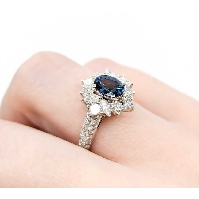 Ring 1.25ctw Round, Princess & Marquise Diamonds 1.02ct Sapphire 18kw sz6 124110163