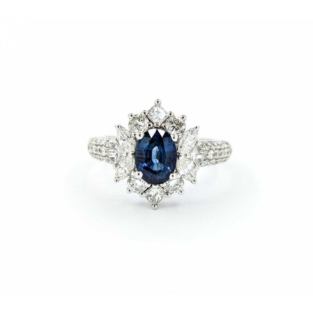 Ring 1.25ctw Round, Princess & Marquise Diamonds 1.02ct Sapphire 18kw sz6 124110163