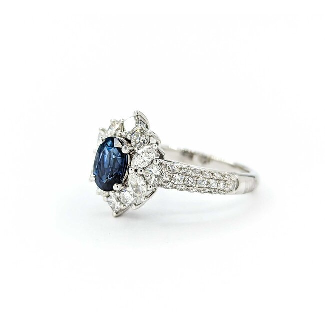 Ring 1.25ctw Round, Princess & Marquise Diamonds 1.02ct Sapphire 18kw sz6 124110163