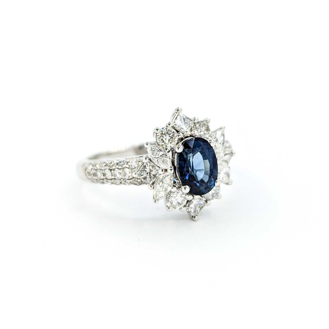 Ring 1.25ctw Round, Princess & Marquise Diamonds 1.02ct Sapphire 18kw sz6 124110163