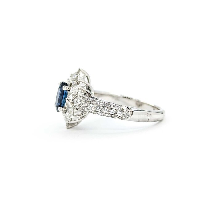 Ring 1.25ctw Round, Princess & Marquise Diamonds 1.02ct Sapphire 18kw sz6 124110163