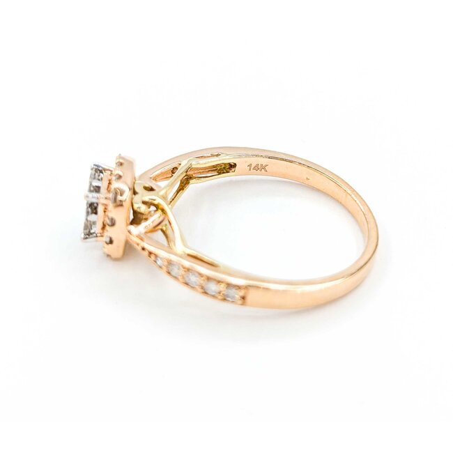 Ring Engagement .58ctw Princess & Round Diamonds 14kr sz7 124110303