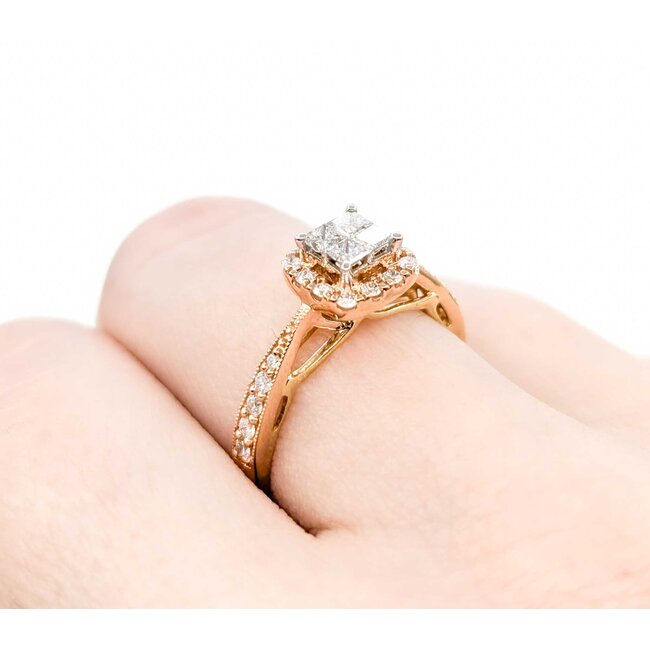 Ring Engagement .58ctw Princess & Round Diamonds 14kr sz7 124110303