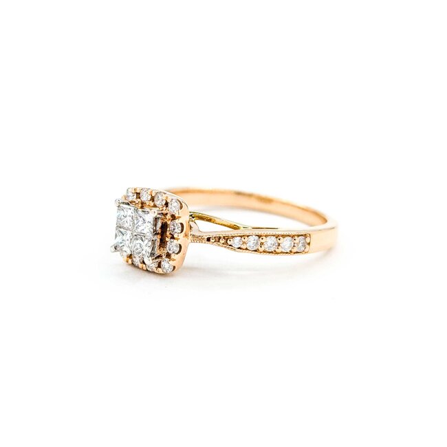 Ring Engagement .58ctw Princess & Round Diamonds 14kr sz7 124110303