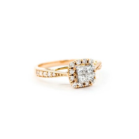 Ring Engagement .58ctw Princess & Round Diamonds 14kr sz7 124110303