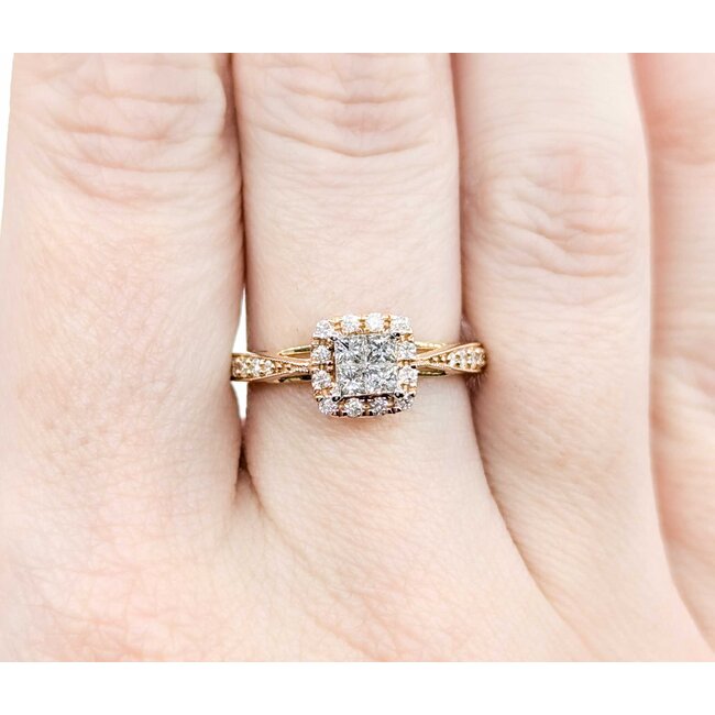 Ring Engagement .58ctw Princess & Round Diamonds 14kr sz7 124110303