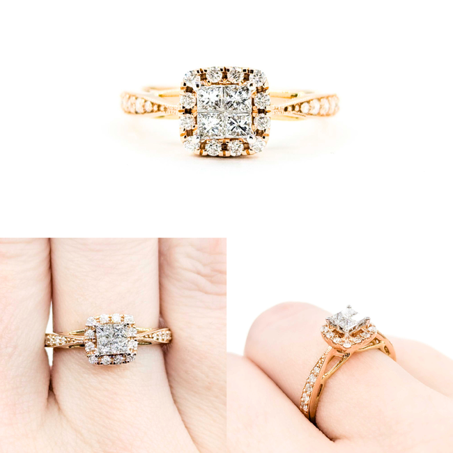 Ring Engagement .58ctw Princess & Round Diamonds 14kr sz7 124110303
