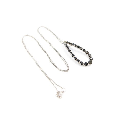 Pendant Tear Drop 1.02ctw Round Black & White Diamonds 14kw 124111001