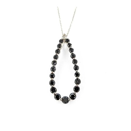 Pendant Tear Drop 1.02ctw Round Black & White Diamonds 14kw 124111001