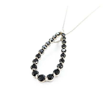 Pendant Tear Drop 1.02ctw Round Black & White Diamonds 14kw 124111001