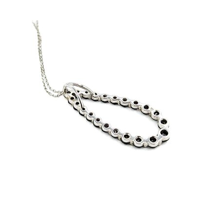 Pendant Tear Drop 1.02ctw Round Black & White Diamonds 14kw 124111001