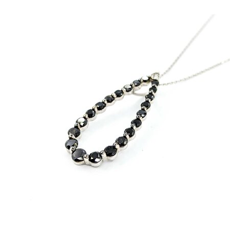 Pendant Tear Drop 1.02ctw Round Black & White Diamonds 14kw 124111001