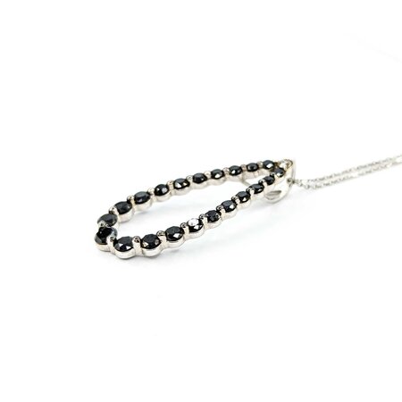 Pendant Tear Drop 1.02ctw Round Black & White Diamonds 14kw 124111001