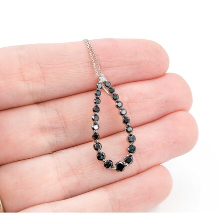 Pendant Tear Drop 1.02ctw Round Black & White Diamonds 14kw 124111001